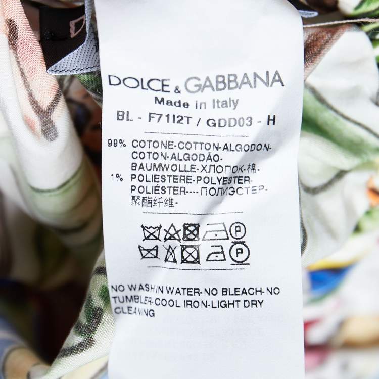Pre Owned Dolce & Gabbana Multicolor Majolica Printed Cotton Lace Detail Off Shoulder Top L