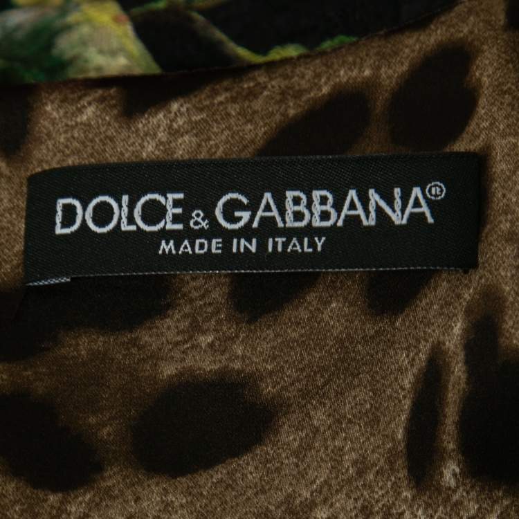 مملوكة مسبقًا Dolce & Gabbana Black Rose Print Embossed Jacquared Sleeveless Dress M