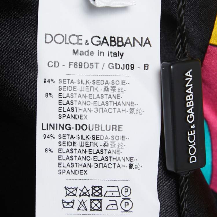 Pre Owned Dolce & Gabbana Black Rose Printed Silk Kimono Dress S