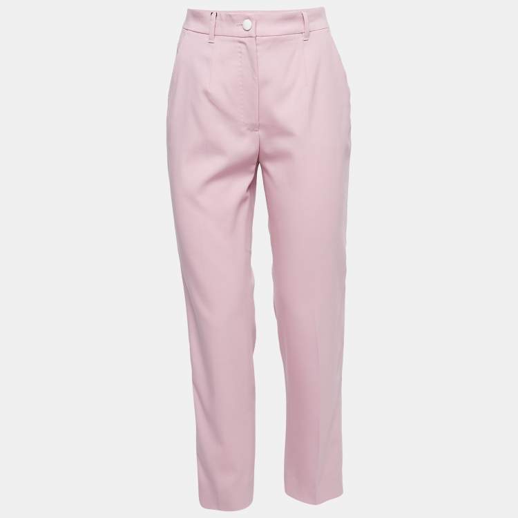 Pre Owned Dolce & Gabbana Pink Wool Side Stripe Detail Trousers S