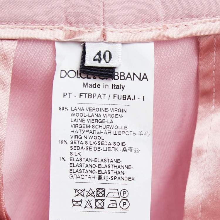 Pre Owned Dolce & Gabbana Pink Wool Side Stripe Detail Trousers S