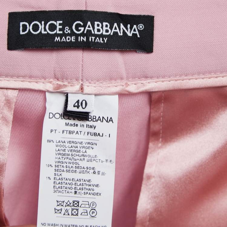 Pre Owned Dolce & Gabbana Pink Wool Side Stripe Detail Trousers S