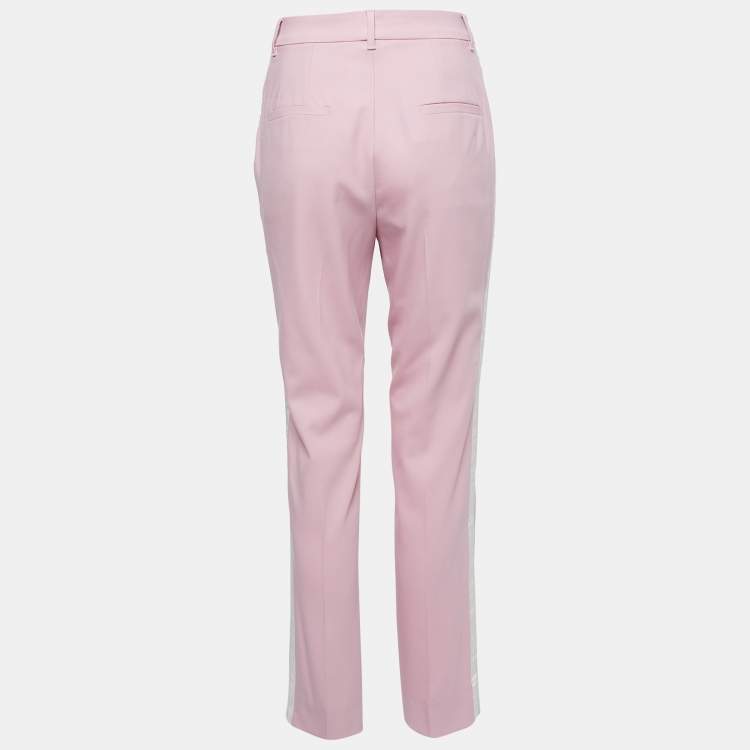 Pre Owned Dolce & Gabbana Pink Wool Side Stripe Detail Trousers S