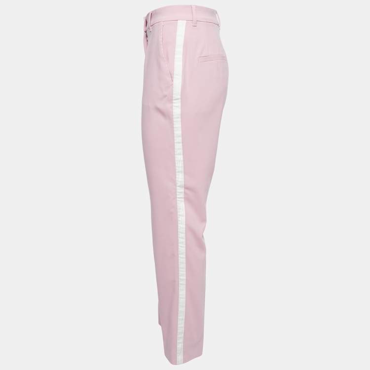 Pre Owned Dolce & Gabbana Pink Wool Side Stripe Detail Trousers S