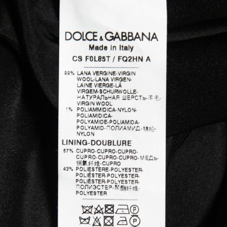 Pre Owned Dolce & Gabbana Black/White Houndstooth Wool Belted Coat L
