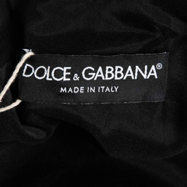 Pre Owned Dolce & Gabbana Black/White Houndstooth Wool Belted Coat L