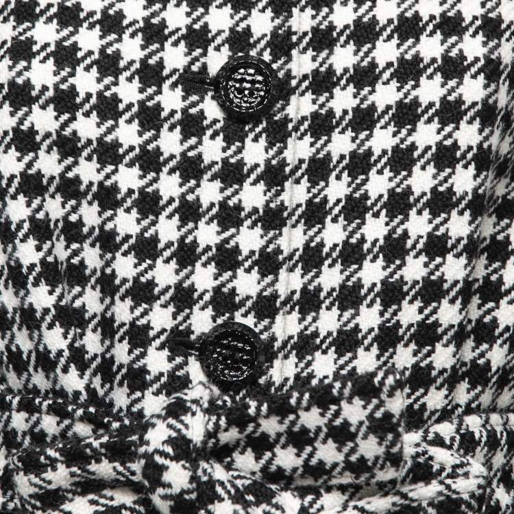 Pre Owned Dolce & Gabbana Black/White Houndstooth Wool Belted Coat L