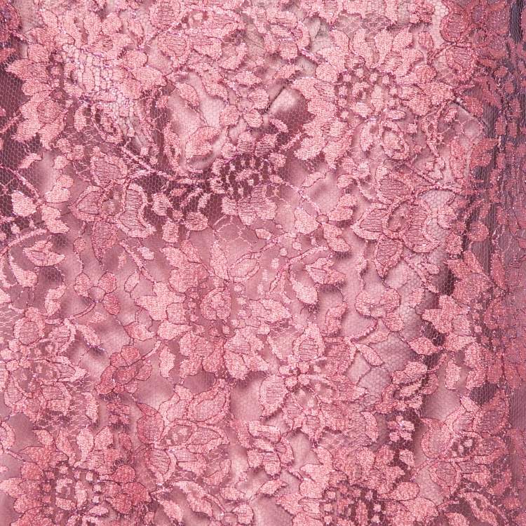 Pre Owned Dolce & Gabbana Pink Lurex Lace Sleeveless Top L