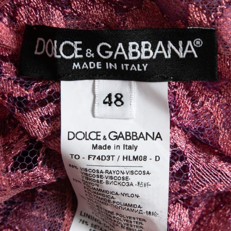 Pre Owned Dolce & Gabbana Pink Lurex Lace Sleeveless Top L