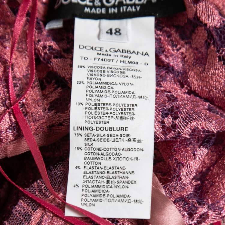 Pre Owned Dolce & Gabbana Pink Lurex Lace Sleeveless Top L