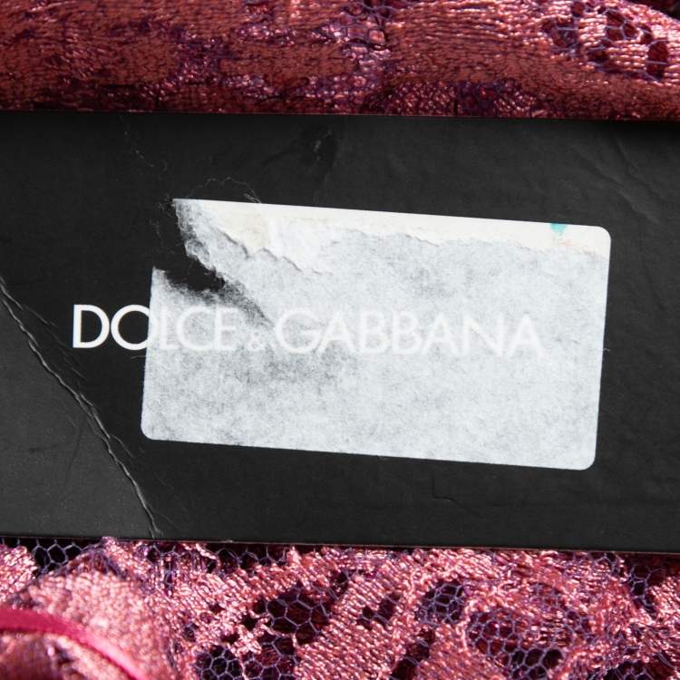 Pre Owned Dolce & Gabbana Pink Lurex Lace Sleeveless Top M
