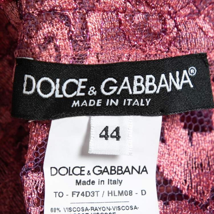Pre Owned Dolce & Gabbana Pink Lurex Lace Sleeveless Top M