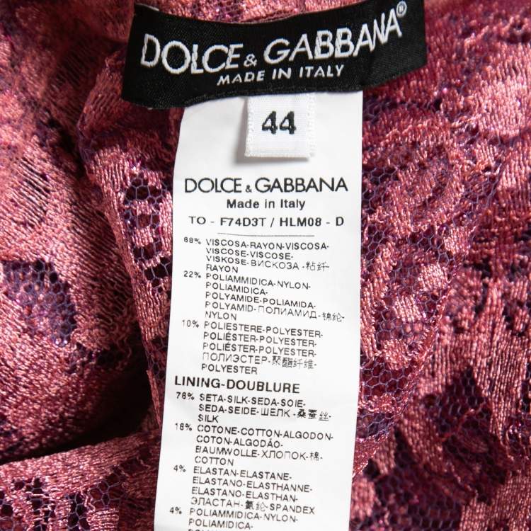 Pre Owned Dolce & Gabbana Pink Lurex Lace Sleeveless Top M