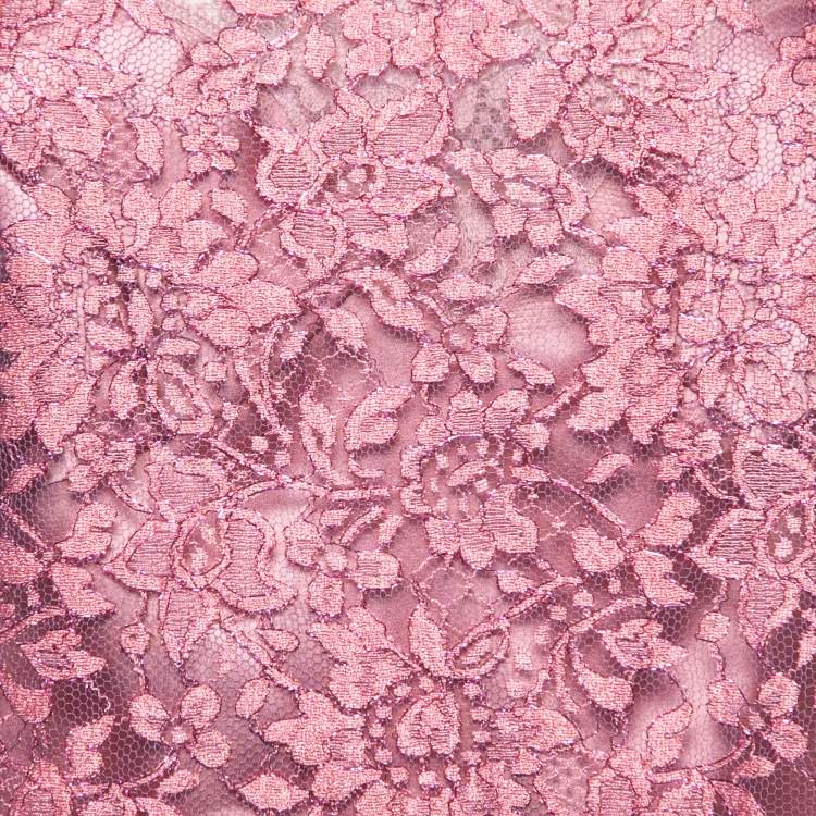 Pre Owned Dolce & Gabbana Pink Lurex Lace Sleeveless Top M
