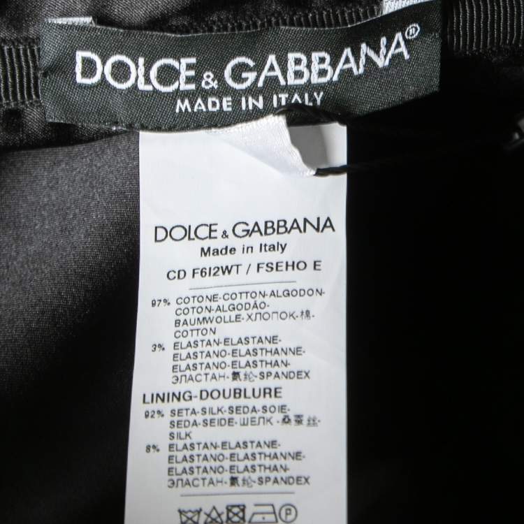 Pre Owned Dolce & Gabbana Black Floral Printed Cotton Ruched Strapless Dress L