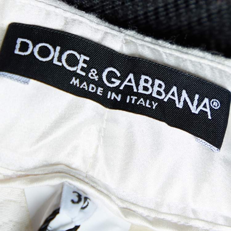 Pre Owned Dolce & Gabbana White Brocade Tapered Leg Pants XS