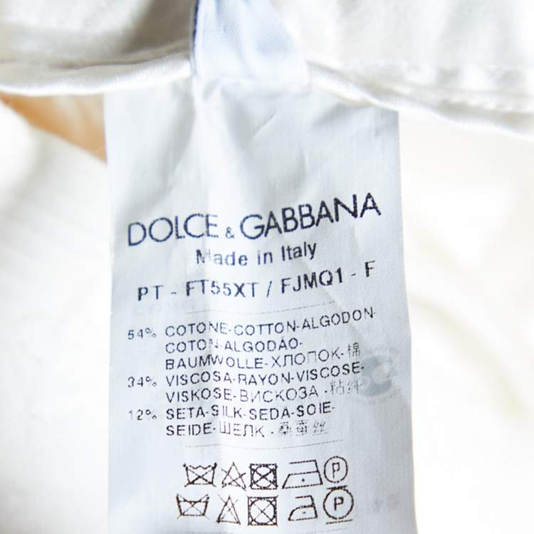 Pre Owned Dolce & Gabbana White Brocade Tapered Leg Pants XS