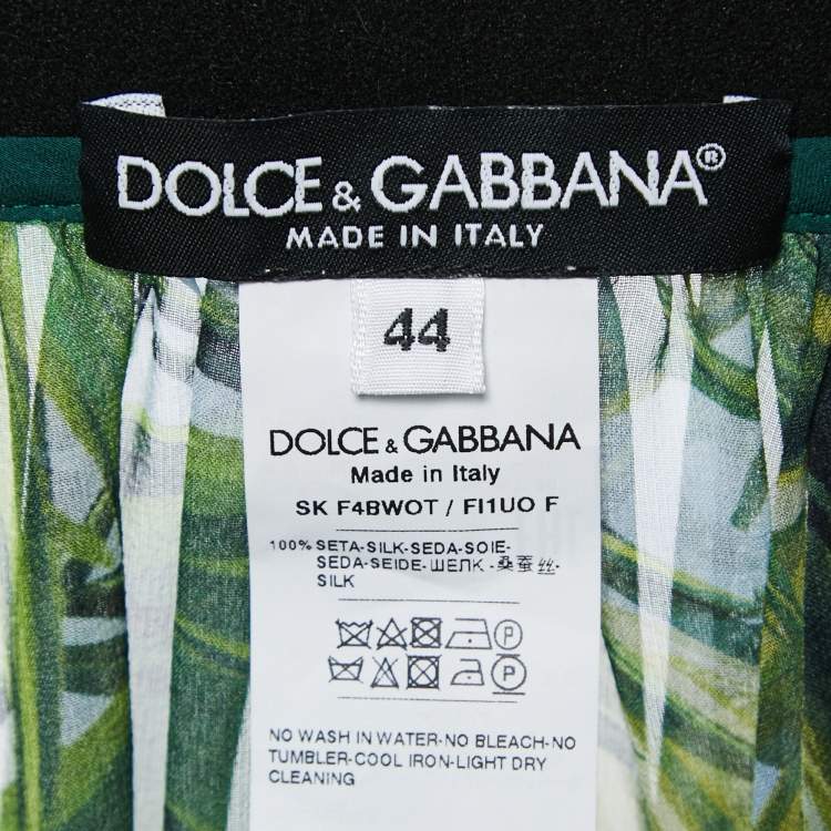 Pre Owned Dolce & Gabbana Green Printed Silk Chiffon Maxi Skirt M