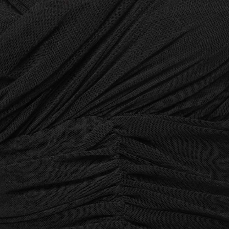Pre Owned Dolce & Gabbana Black Mesh Ruched Bodycon Midi Dress M