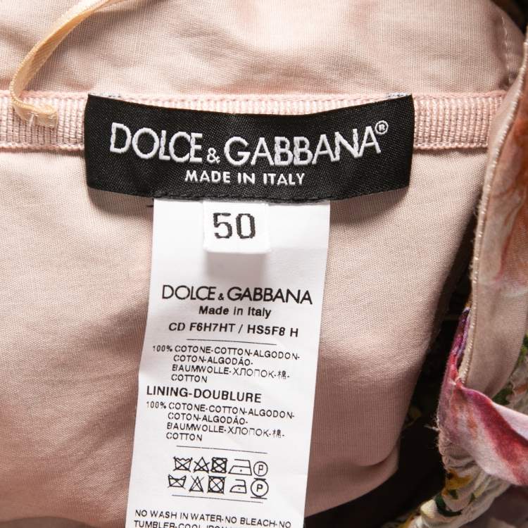 Pre Owned Dolce & Gabbana Pink Floral Printed Cotton Tie Front Strappy Maxi Dress XL