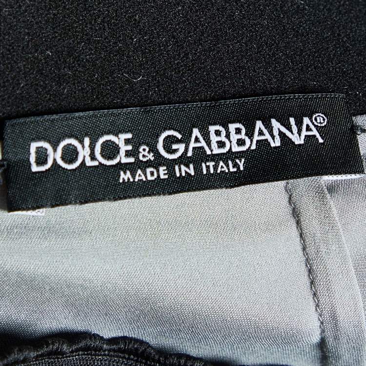 Pre Owned Dolce & Gabbana Grey Crepe Midi Skirt XS
