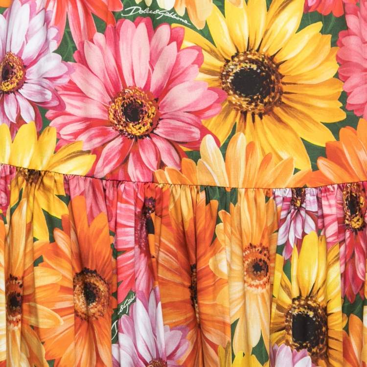 Pre Owned Dolce & Gabbana Multicolor Daisy Print Cotton Maxi Skirt M
