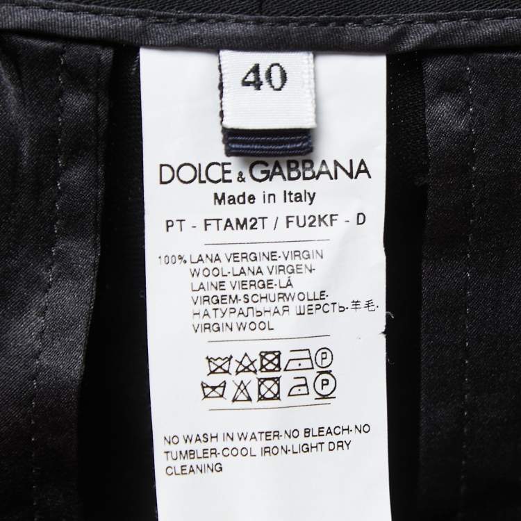 Pre Owned Dolce & Gabbana Black Wool Tapered Leg Trousers S