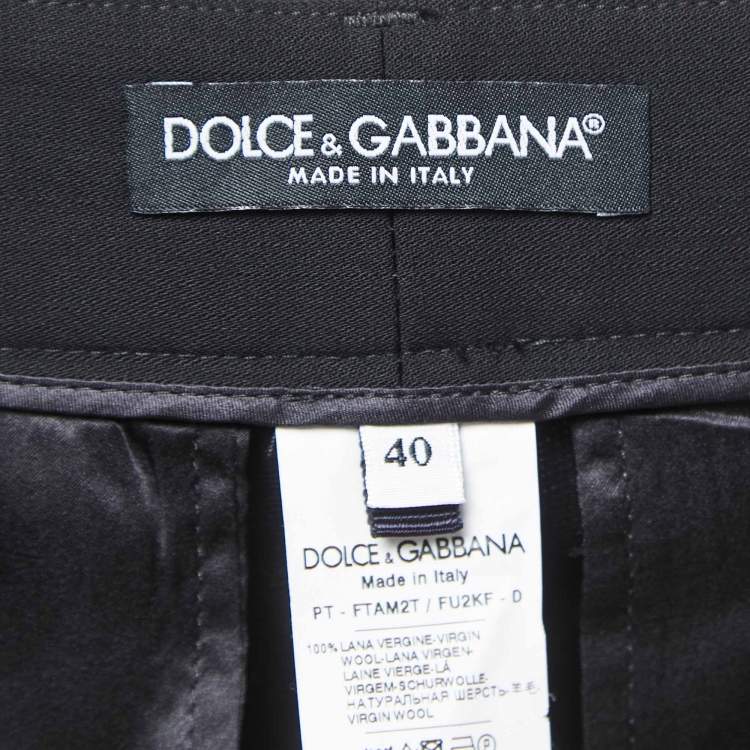 Pre Owned Dolce & Gabbana Black Wool Tapered Leg Trousers S