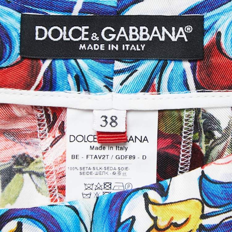 Pre Owned Dolce & Gabbana Multicolor Floral Majolica Printed Silk Bermuda Shorts S