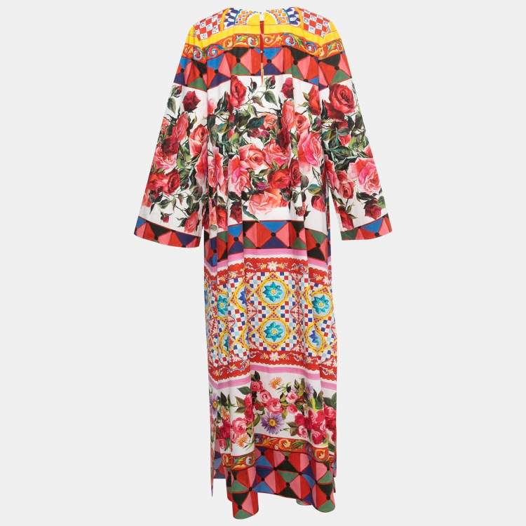 Pre Owned Dolce & Gabbana Multicolor Printed Cotton Kaftan Maxi Dress M