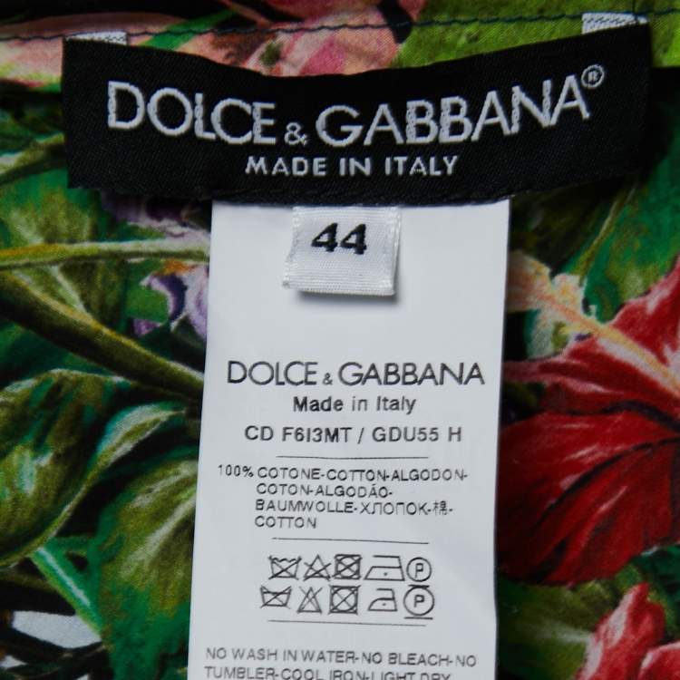 Pre Owned Dolce & Gabbana Multicolor Printed Cotton Cold Shoulder A-Line Mini Dress M