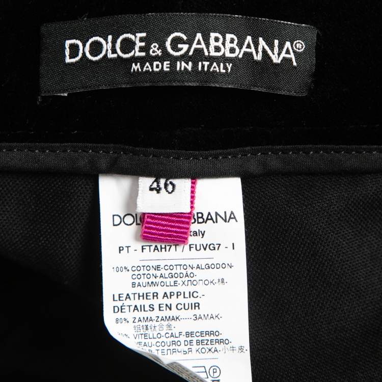 Pre Owned Dolce & Gabbana Black Velvet  Straight Fit Jeans L Waist 34"