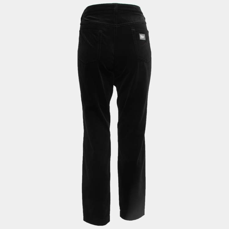 Pre Owned Dolce & Gabbana Black Velvet  Straight Fit Jeans L Waist 34"
