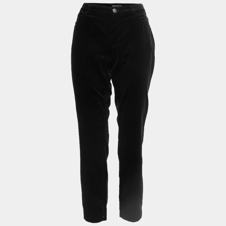Pre Owned Dolce & Gabbana Black Velvet  Straight Fit Jeans L Waist 34"