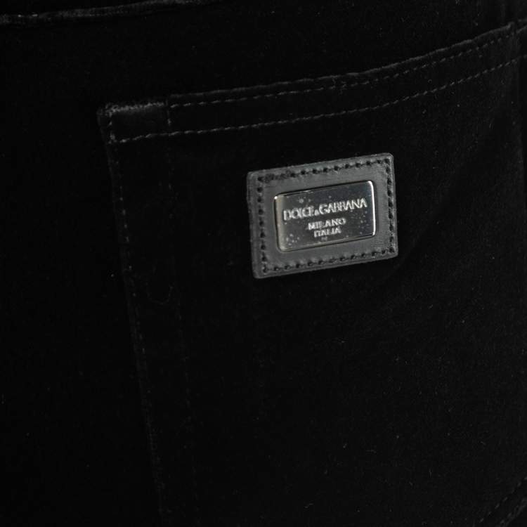 Pre Owned Dolce & Gabbana Black Velvet  Straight Fit Jeans L Waist 34"