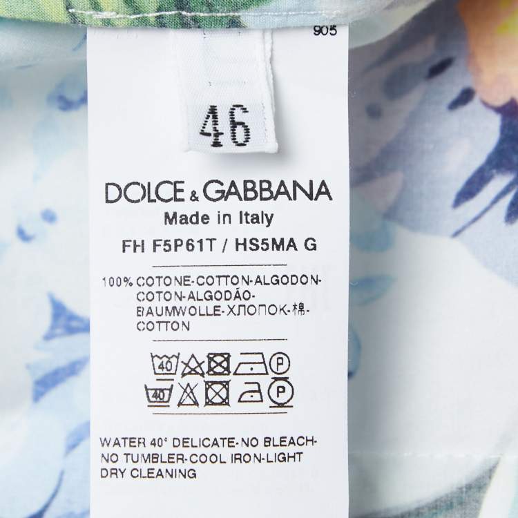 Pre Owned Dolce & Gabbana Multicolor Floral Print Tie Detail Button Front Shirt L