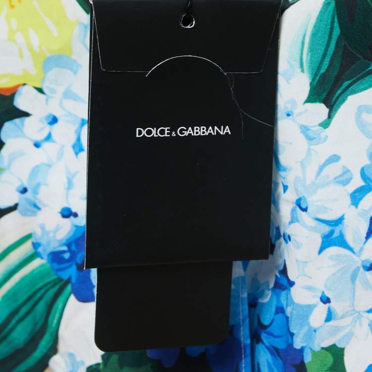 Pre Owned Dolce & Gabbana Multicolor Floral Print Tie Detail Button Front Shirt L