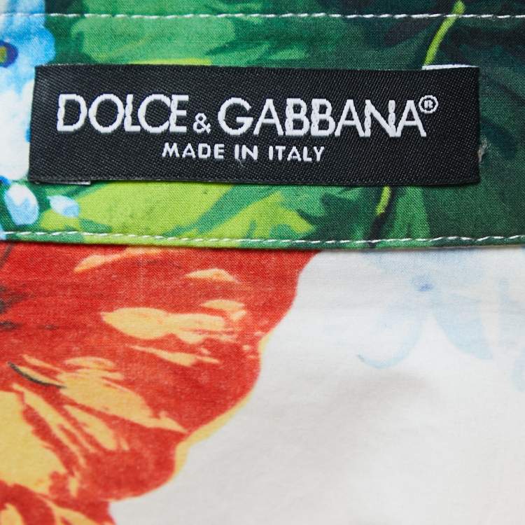 Pre Owned Dolce & Gabbana Multicolor Floral Print Tie Detail Button Front Shirt L