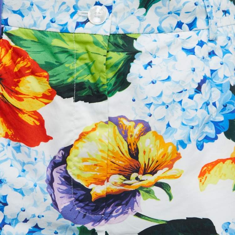 Pre Owned Dolce & Gabbana Multicolor Floral Print Cotton Shorts M