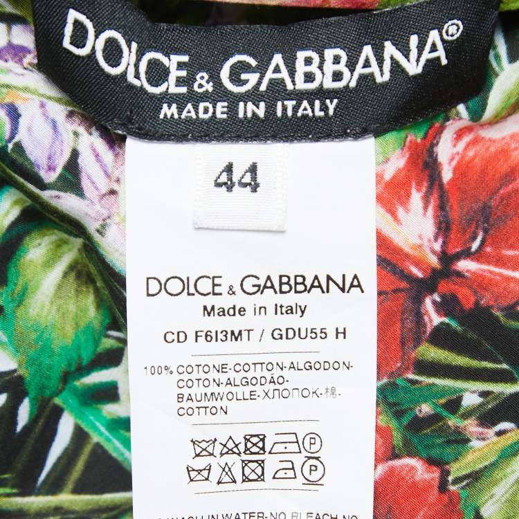 Pre Owned Dolce & Gabbana Multicolor Printed Cotton Cold Shoulder A-Line Mini Dress M