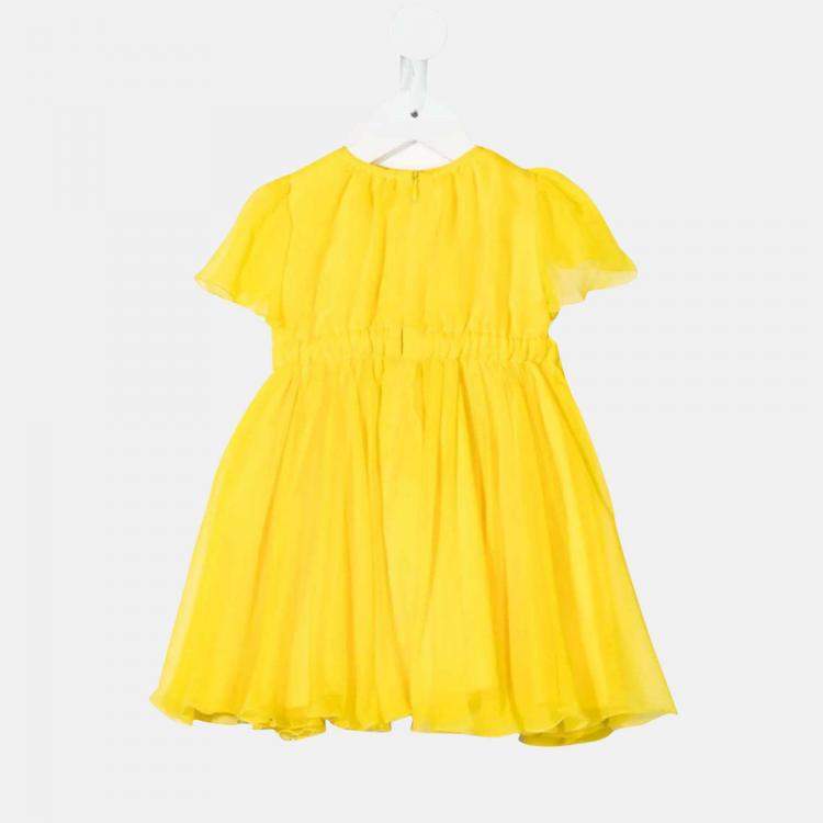 Dolce & Gabbana Kids Yellow - Silk - Logo Joy Therapy Themed Dress