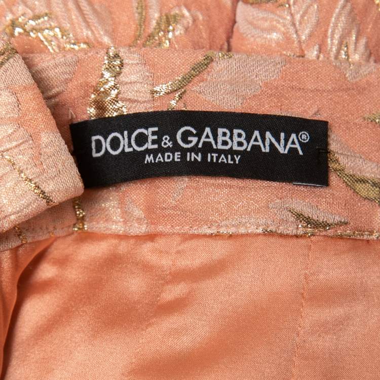 Pre Owned Dolce & Gabbana Pink Floral Jacquard Flared Mini Skirt M
