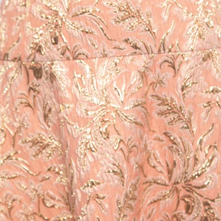 Pre Owned Dolce & Gabbana Pink Floral Jacquard Flared Mini Skirt M