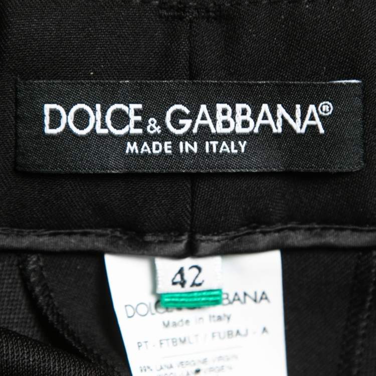 Pre Owned Dolce & Gabbana Black Wool Straight Leg Trousers M