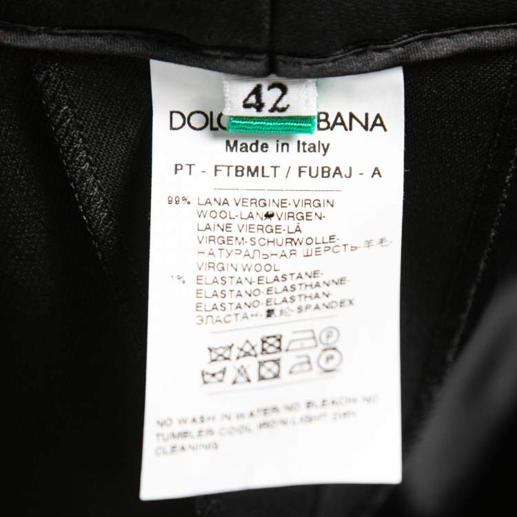 Pre Owned Dolce & Gabbana Black Wool Straight Leg Trousers M
