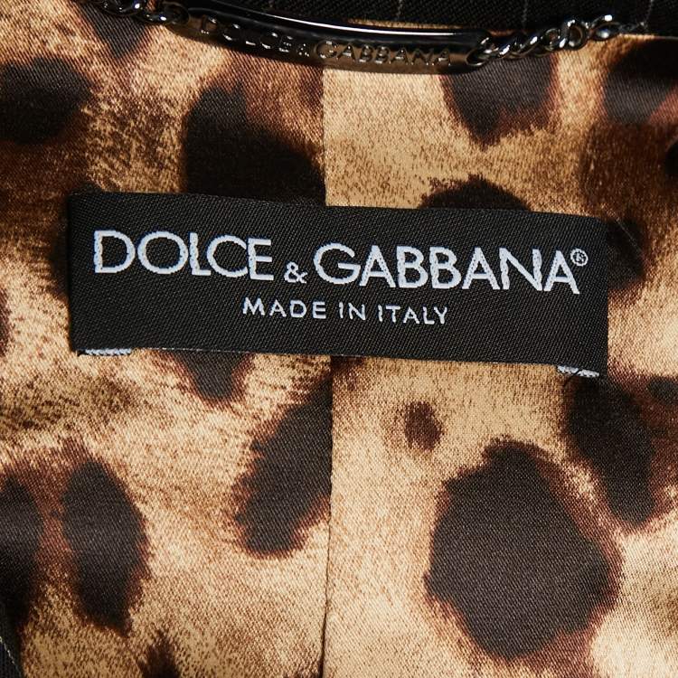 Pre Owned Dolce & Gabbana Black Striped Wool Tailored Blazer S