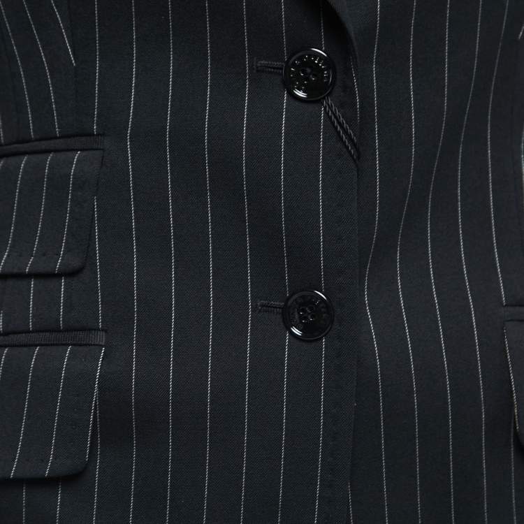 Pre Owned Dolce & Gabbana Black Striped Wool Tailored Blazer S