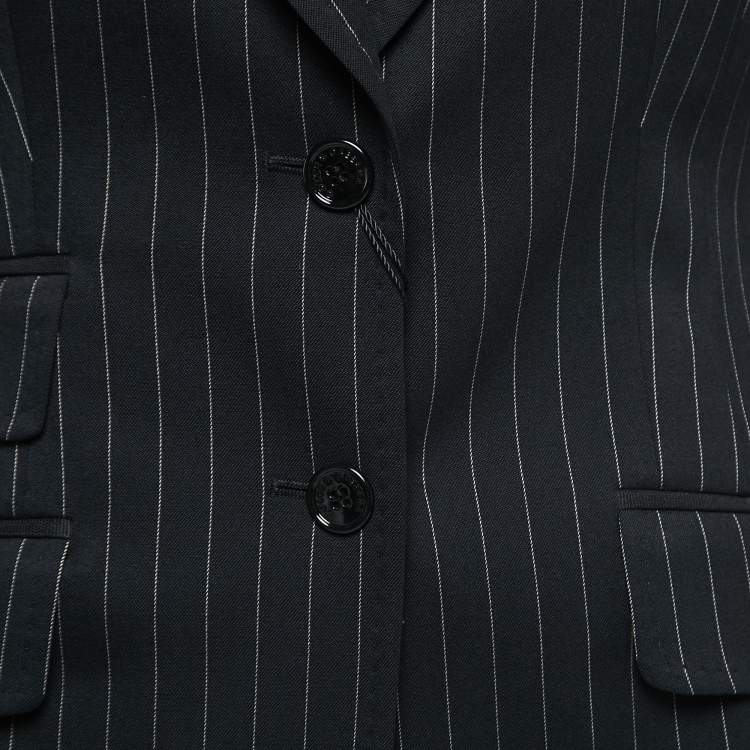 Pre Owned Dolce & Gabbana Black Striped Wool Tailored Blazer S