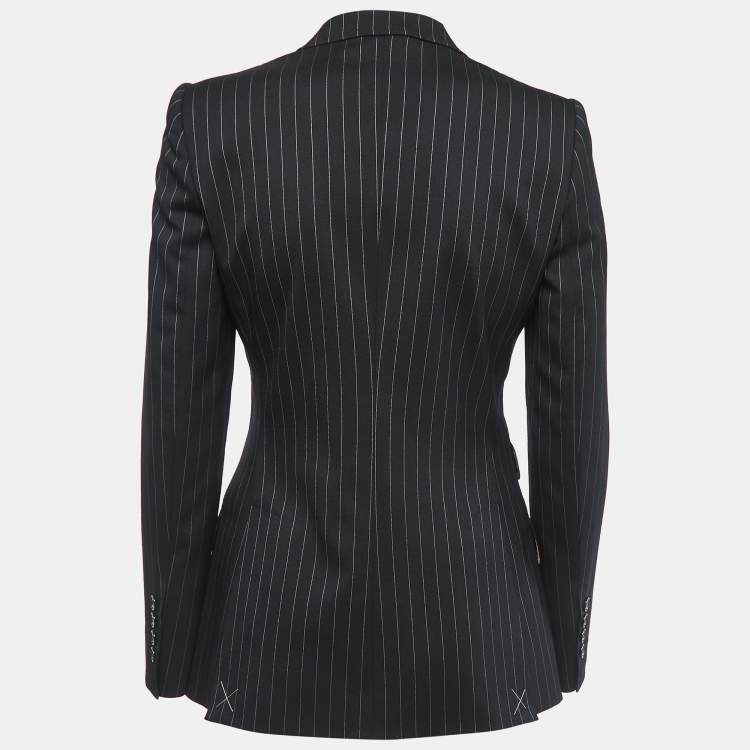 Pre Owned Dolce & Gabbana Black Striped Wool Tailored Blazer S