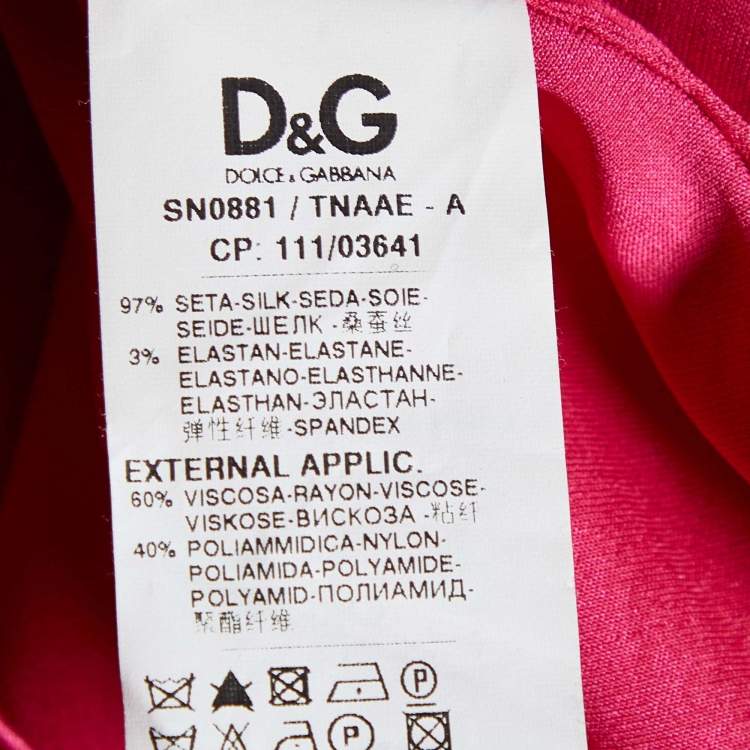 Pre Owned D&G Fuschia Pink Silk Satin & Lace Camisole L
